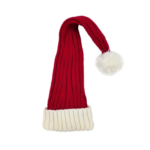 Santa hat - Red w. white brim coarse knit