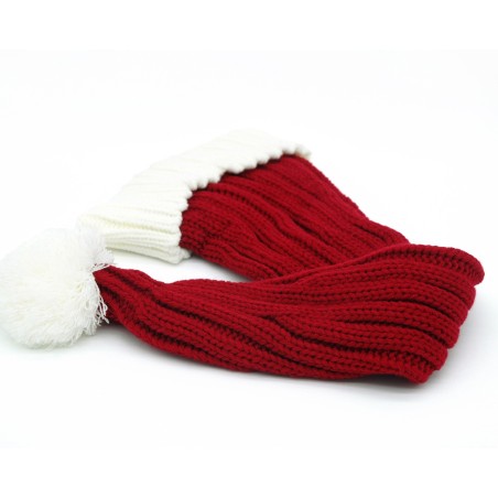 Santa hat - Red w. white brim coarse knit