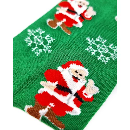 Sock - Green w. Santa Claus