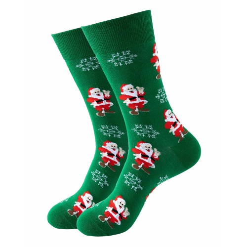 Sock - Green w. Santa Claus