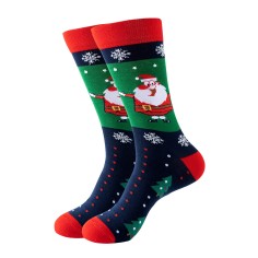 Sock - Blue/green Santa w. skinny legs