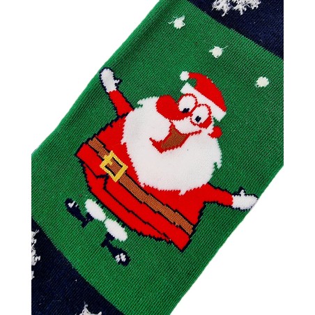 Sock - Blue/green Santa w. skinny legs