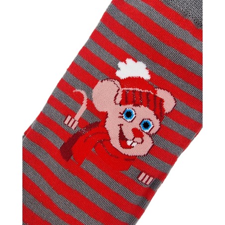 Sock - Grey/red mouse