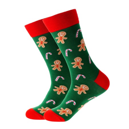 Sock - Green w. gingerbread men