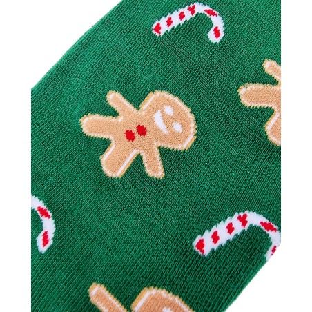 Sock - Green w. gingerbread men