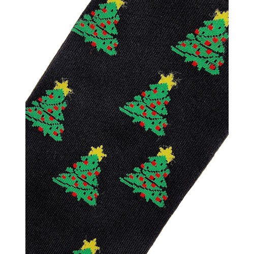 Sock - Black w. xmas trees
