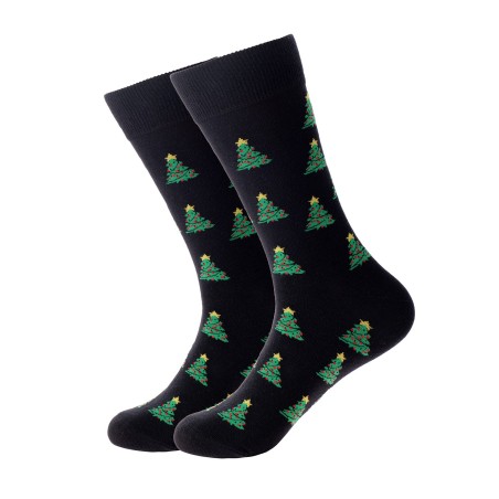 Sock - Black w. xmas trees