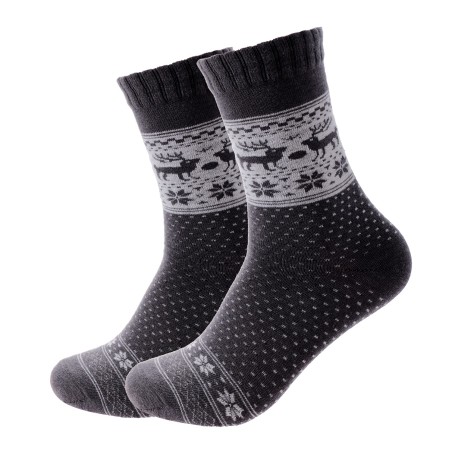 Wool sock - Dark grey w. reindeer