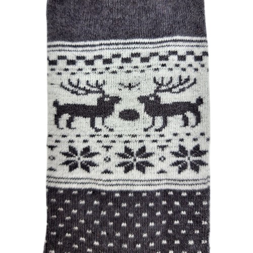 Wool sock - Dark grey w. reindeer
