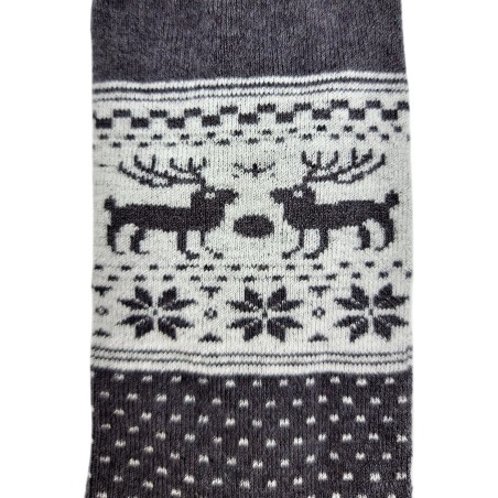 Wool sock - Dark grey w. reindeer