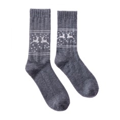 Wool sock - Grey w. reindeer