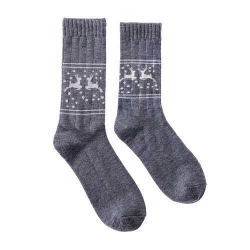 Wool sock - Grey w. reindeer