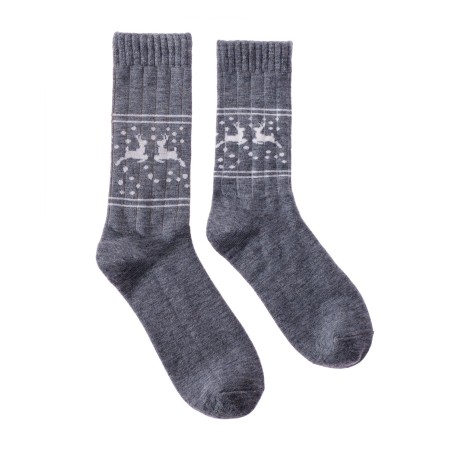 Wool sock - Grey w. reindeer