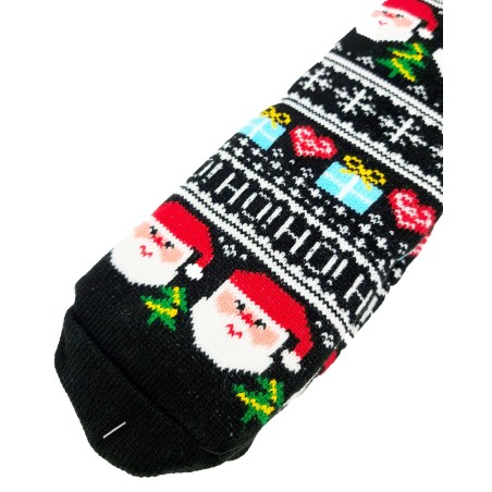 Cozy sock - Black  w. Santa and gifts ADULT