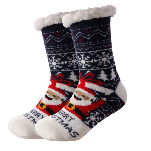 Cozy sock - Dark blue  w. Santa ADULT