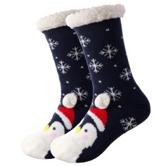 Cozy sock - Dark blue w. penguin ADULT