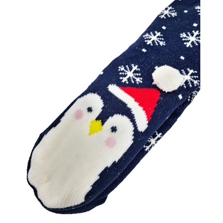 Cozy sock - Dark blue w. penguin ADULT
