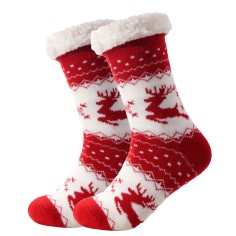 Cozy sock - Red/white w. reindeer ADULT
