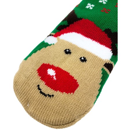 Cozy sock - Green w. Rudolph ADULT
