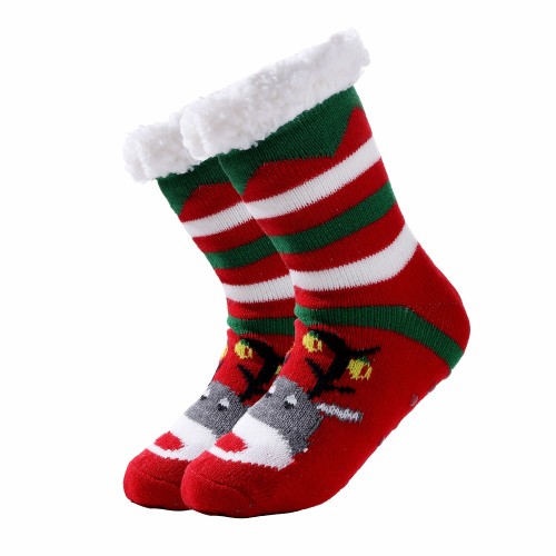Cozy sock - Red w. Rudolph ADULT