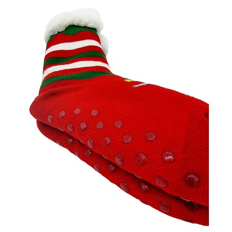 Cozy sock - Red w. Rudolph ADULT