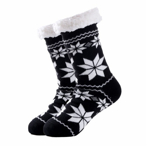 Cozy sock - Black w. snowflakes ADULT