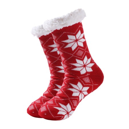 Cozy sock - Red w. snowflakes ADULT