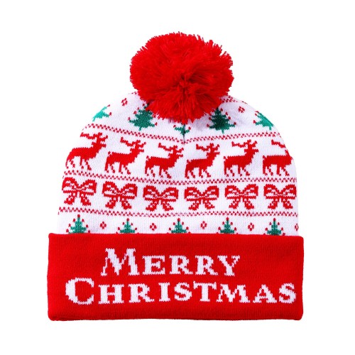 Beanie - white/red w. symbols English