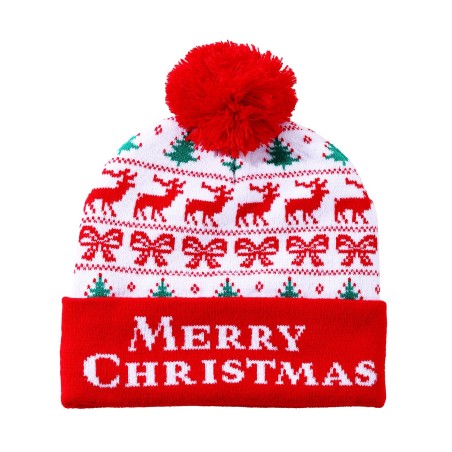 Beanie - white/red w. symbols English