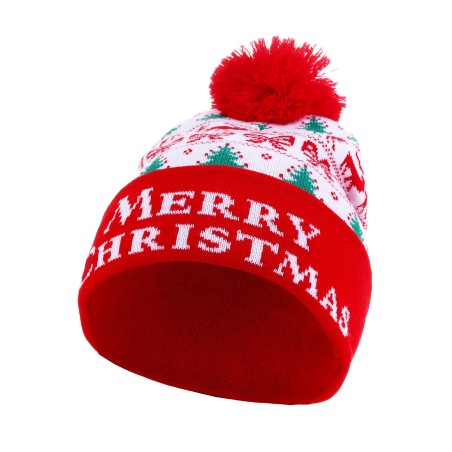 Beanie - white/red w. symbols English