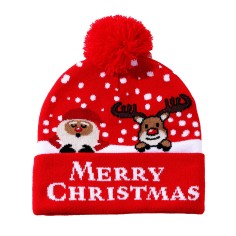 Beanie - red w. Rudolph&Santa English