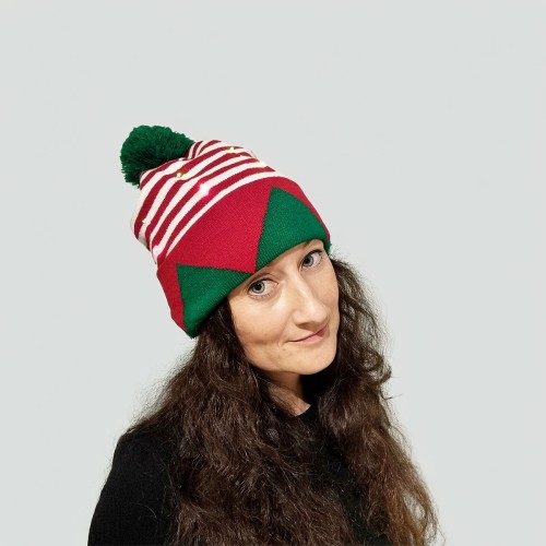 Blinking beanie LEDS - Green/red Elf style