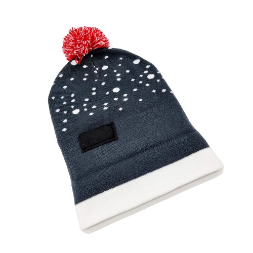 Blinking beanie LEDS  - Grey w. Rudolph "Let it snow"