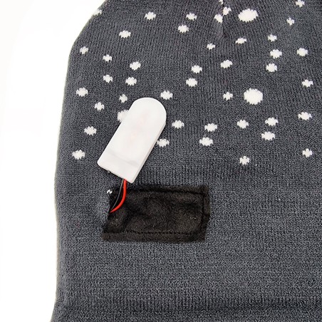 Blinking beanie LEDS  - Grey w. Rudolph "Let it snow"