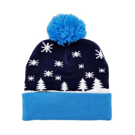 Blinking beanie LEDS  - Blue w. snowman "Let it snow"