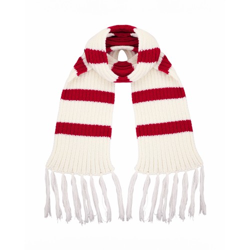 Scarf - White w. red stripes