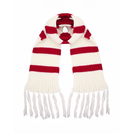 Scarf - White w. red stripes