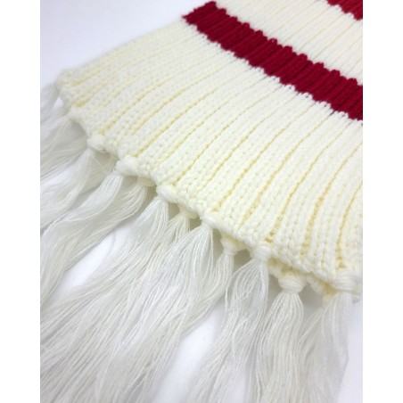 Scarf - White w. red stripes