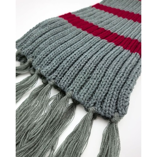 Scarf - Grey w. red stripes