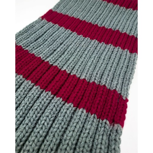 Scarf - Grey w. red stripes