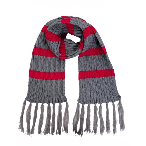 Scarf - Grey w. red stripes