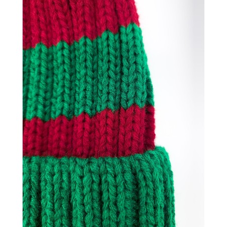 Santa beanie - Red/green striped