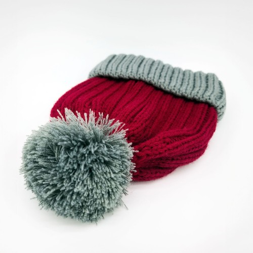 Santa beanie - Red w. grey brim