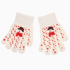 Gloves - White w. snowmen