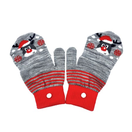 Mittens/half gloves -  Grey w. Rudolph