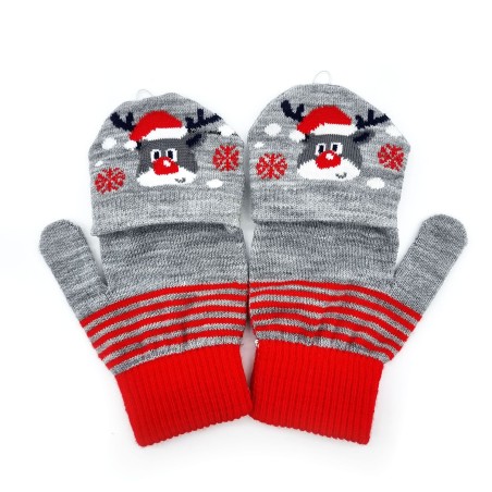 Mittens/half gloves -  Grey w. Rudolph