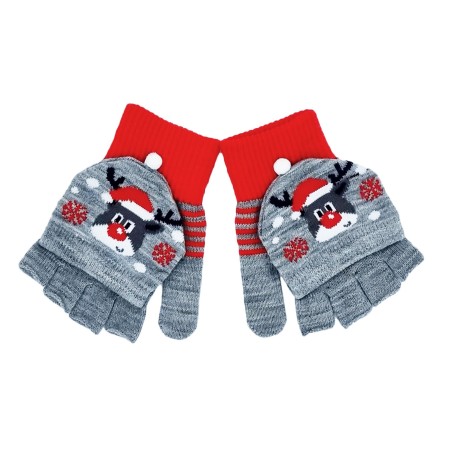 Mittens/half gloves -  Grey w. Rudolph