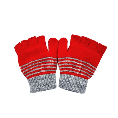 Mittens/half gloves - Red w. snowmen
