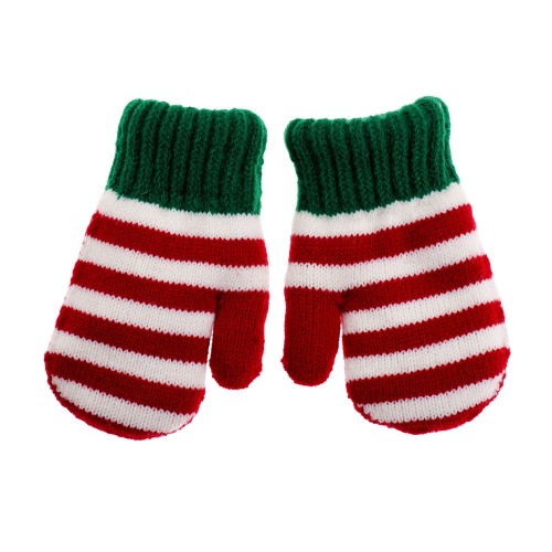 Knitted mittens - Elf red/green