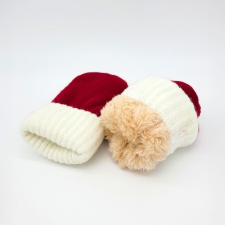Knitted mittens - Santa red/white